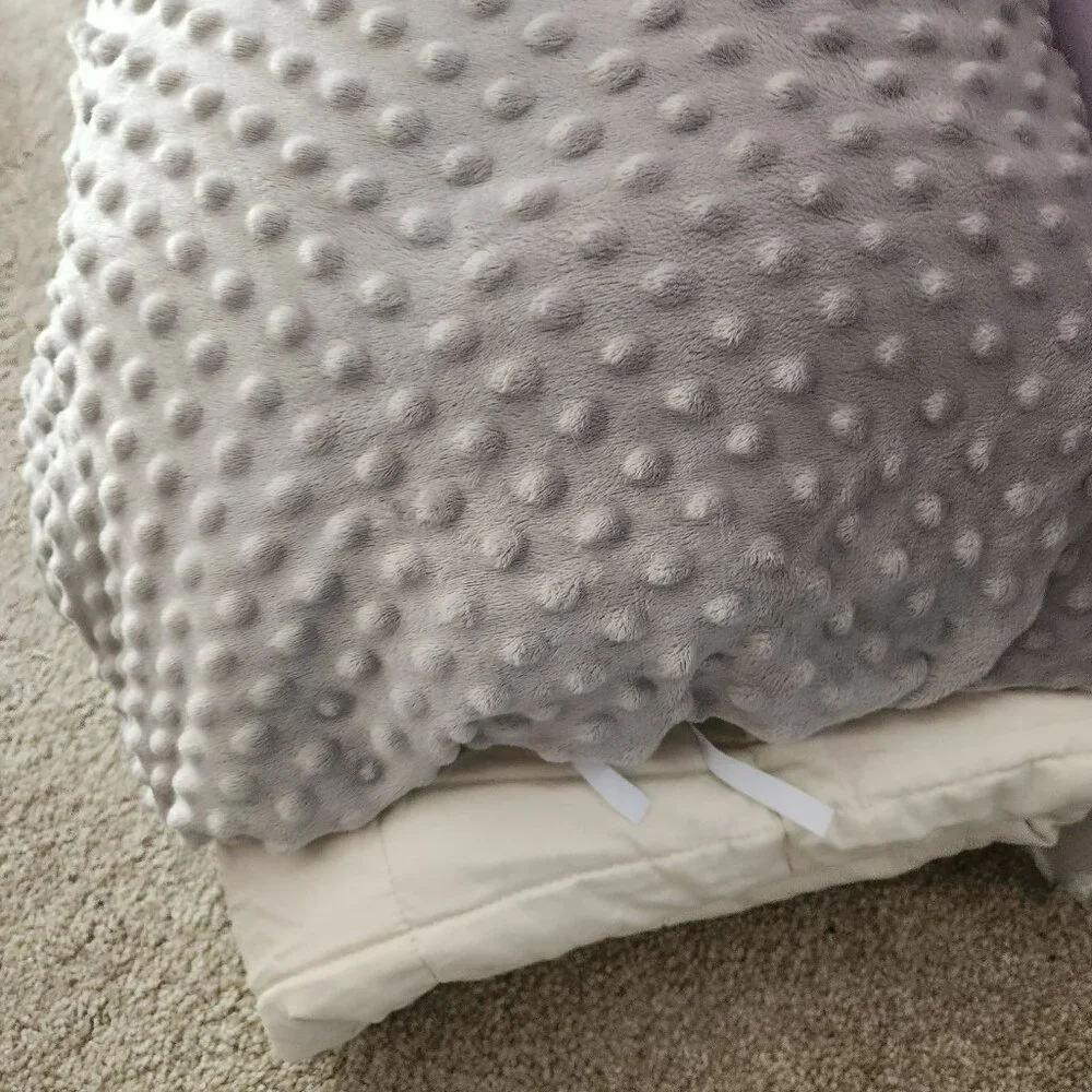 Luna Weighted blanket 15 lb 60 x 80 Beige with Gray Reversible Cover Both New - Picture 6 of 11